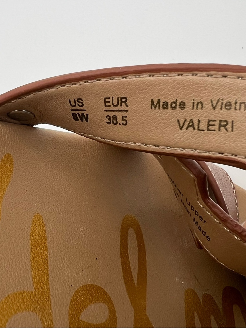 Sam Edelman Valeri Cognac brown Leather Cutout Slides Sandals size 8 Wide - Picture 3 of 8